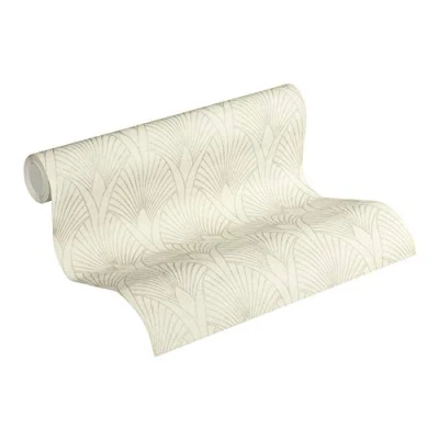 Imagen de Papel pintado Art Deco New Walls 50&#039;s Glam A.S. Création tejido no 10.05 m x 0.53 Crema Oro Blanco Fabricado en Alemania 374271 37427 1