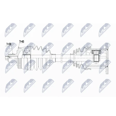 Imagen de NTY NPW AU 029 Árbol de transmisión Eje delantero, izquierda 598 AUDI: A4 B7 Avant, B6/B7 Cabrio, B6 Berlina
