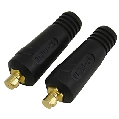 Imagen de RIVERWELD TIG Cable de soldadura Panel Conector Enchufe Negro DKJ10 25 200Amp Dinse Montaje rápido 2pk