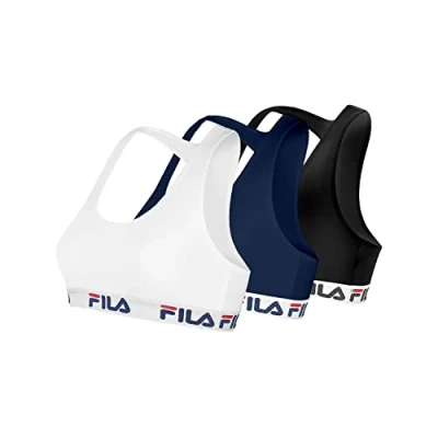Imagen de FILA Sujetador Deportivo Mujer algodón, Ropa Deportiva, Gym y Yoga (lote de 3)