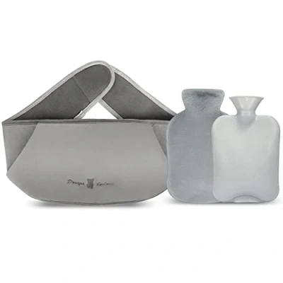 Imagen de Botella de Agua Caliente 3 In 1, Bolsa Goma con Cubierta Cintura Suave, Prueba Fugas y Duradera, para Cuello Hombro, Espalda, Piernas, Cálida (Gris, 1.2L)