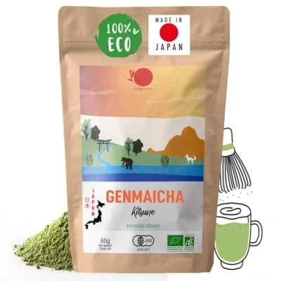 Imagen de ORIGEENS Té Genmaicha BIO Japonés en polvo verde para Matcha Latte Bolsa 80gr
