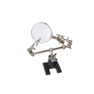 Imagen de Velleman Tercera mano con lupa, práctica y flexible, dioptrismo x 2.5, acero inoxidable, 6 juntas de bola