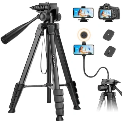 Imagen de JOILCAN 206cm Treppiede Fotocamera, Nuovo con Collo D&#039;oca per Smartphone, Leggero iPhone Supporto Telefonico e Telecomando, Treppiedi in Alluminio DSLR Canon Nikon