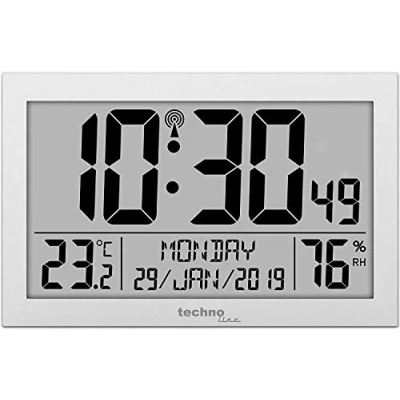 Imagen de Technoline WS 8016 Reloj de pared digital con control temperatura y humedad (plateado pilas)