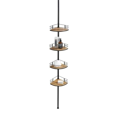 Imagen de Wenko Rinconera telescópica de Acero Inoxidable Dolcedo Bambú, Metal, Negro, 31 x 65 275 23 cm