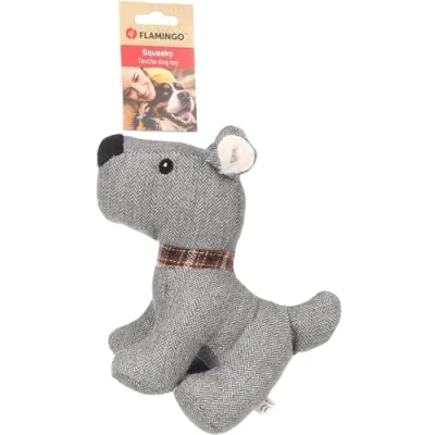 Imagen de Flamingo Juguete para Perros con Forma de Cachorro Britta, Gris, Squeaker, Ideal Golden Retriever, Shiba Inu, Maltés y Jack Russell