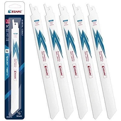Imagen de EZARC Hojas de sierra sable Bimetálica Cobalt R922PT 225mm 18TPI puede Cortar Metal Delgado 5 piezas
