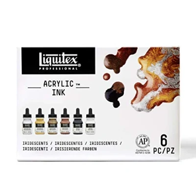 Imagen de Liquitex Ink Pack de 6 tintas acrílicas extrafinas, Metallic Set, 30 ml
