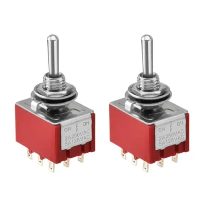 Imagen de Heschen Interruptor de palanca miniatura MTS 303 ON OFF 3PDT 9 pines, 2A 250V, 6A 125V, paquete 2
