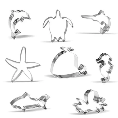 Imagen de Criaturas Del Mar Juego De Cortador Galletas 8 Piezas TiburóN, Pulpo, Ballena, Pez Espada, Caballito Mar, Estrella DelfíN, Tortuga Acero Inoxidable