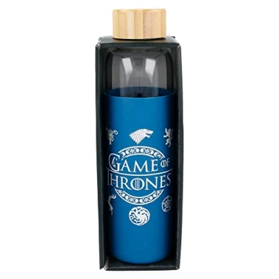 Imagen de Stor Botella DE Cristal con Funda Silicona 585 ML. Juego Tronos, Acrylic, Negro, 1.25 picometer