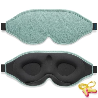 Imagen de Antifaz para Dormir Innovador Hombres y Mujeres, Máscara con Diseño que Bloquea la luz Claridad al 100%, Dormir, Tomar una Siesta, Meditar, Descansar bien Viajar（Verde lago）