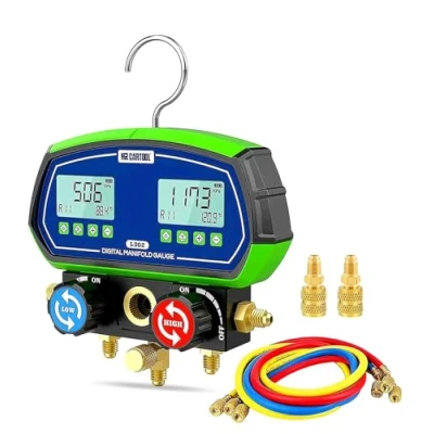 Imagen de Manómetro digital L302 Colector de refrigerante HVAC gas Manómetros digitales con 3 tubos 90 Refrigerantes para sistemas refrigeración R32 R410a