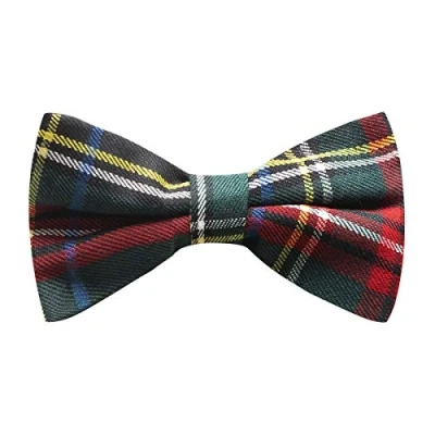 Imagen de King &amp; Priory Moño Tradicional Color Verde Oscuro y Negro Tartan, Pajarita