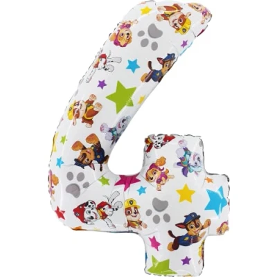 Imagen de Toyland® Globo de aluminio con Número la Patrulla Canina 26 pulgadas Globos fiesta para niños 1 6 disponible (NÚMERO 4)