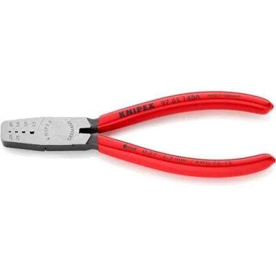 Imagen de Knipex Alicate para crimpar punteras huecas recubiertos de plástico 145 mm (cartulina autoservicio/blíster) 97 61 A SB