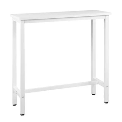 Imagen de WOLTU Mesa de Bar Bistro Comedor Alta con Estructura Metal, MDF, 100x40x100cm (WxDxH) Blanco BT33ws