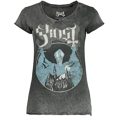 Imagen de Ghost Opus Mujer Camiseta Gris XL 100% algodón Vorne Bedruckt, Hinten Bedruckt Ancho