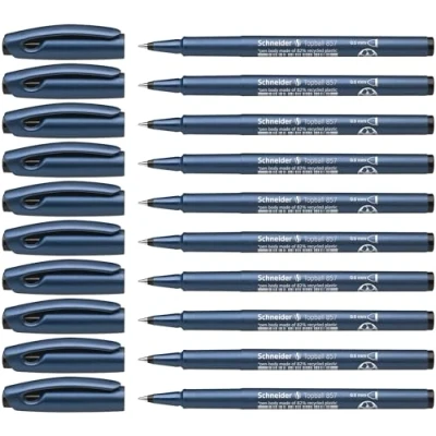 Imagen de Schneider Topball 857 Bolígrafo de punta redonda (punta metal 0,6 mm, 10 unidades, tinta negra)