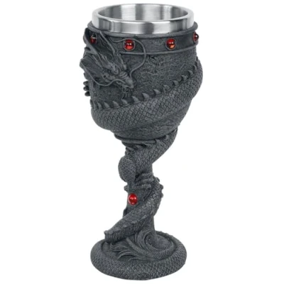 Imagen de Nemesis Now Copa con diseño de dragón (20 cm, Resina, Inserto Acero Inoxidable, tamaño único), Color Negro