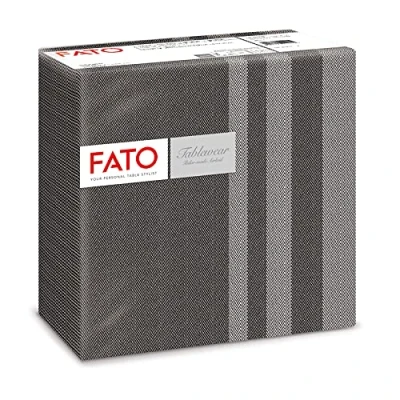 Imagen de Fato Servilletas de Papel Secas, Airlaid, Efecto Textil, Paquete 50 Servilletas, Tamaño 40x40 dobladas en 4, Color Negro Decoración Tweed