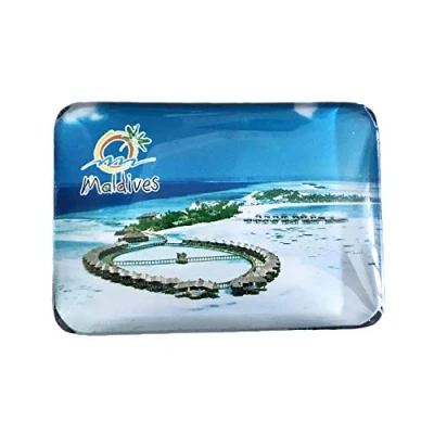 Imagen de Maldivas 3D Refrigerador Imán de Nevera Cristal Hecho a Mano Viaje Turístico Recuerdo Colección Regalo Pizarra Magnética Etiqueta la Decoración del Hogar