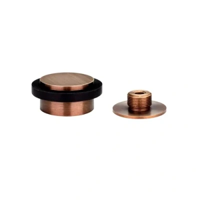 Imagen de EVI Herrajes Tope de Puerta Adhesivo 45 x 20 mm Base Roscada Goma Negra Latón Acabado Cuero Envejecido Incluye Tornillo + Taco Sujeción Mod. I 203/35X19 DUAL CU