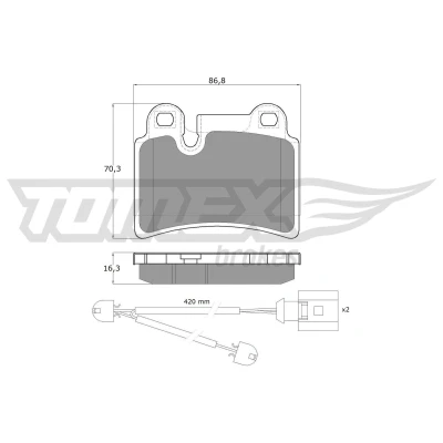 Imagen de TOMEX brakes TX 16 21 Juego de pastillas freno Eje trasero con contacto avisador desgaste VOLKSWAGEN: Touareg I