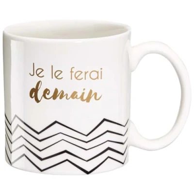 Imagen de LA CARTERIE Draeger Taza Original de té para Regalar a Sus Seres Queridos café en Porcelana Fina 350 ml 8 cm diámetro x 8,5 Altura Lo haré mañana