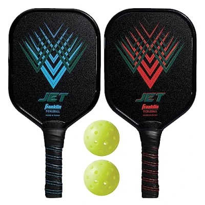 Imagen de Franklin Jet Juego de Pickleball para 2 Jugadores, Aprobado por USAPA, paletas Aluminio, Bolas X 40, Agarre cómodo