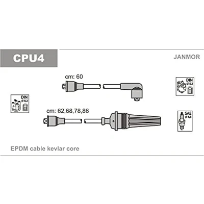 Imagen de JANMOR CPU4 Juego de Cables Encendido PEUGEOT: 205 I Hatchback, II Cabrio