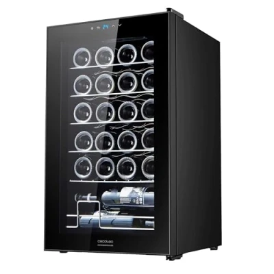 Imagen de Cecotec Vinoteca Bolero Grandsommelier 2450 Black Compressor, 24 botellas de capacidad, Alto rendimiento, Silencioso, Temperatura a medida entre 5 y 18 ºC, Control táctl