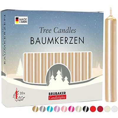 Imagen de BRUBAKER 100 Paquete de Cera para Velas Árbol Navidad Piramidales Oro pálido