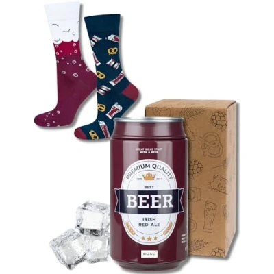 Imagen de soxo Cerveza Calcetines Hombre Divertidos Algodon Regalos Originales Regalo Hombres 40 45 Red Ale 1 Par