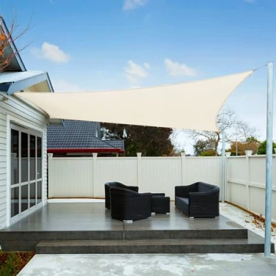 Imagen de AXT SHADE Toldo Vela de Sombra Impermeable Rectangular 4x6m Protección Rayos UV para Exterior Terraza Patio Jardín Crema