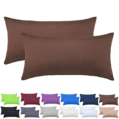 Imagen de NatureMark Pack de 2 Fundas Almohada para Dormir Lado el Cuello Muchos tamaños y Colores ÖKO Tex (40 x 60 cm (Adecuado Cuello), marrón Chocolate)