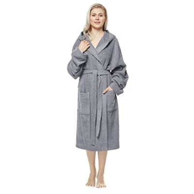 Imagen de Arus Albornoz con capucha para mujer, longitud normal, tamaño mujer: M alto, unisex: S Gris