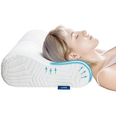 Imagen de Almohada Cervical de Espuma Viscoelastica Altura Regulable, Ortopedica para Soporte Cuello, Almohadas Ergonómico Dormir Lado y Boca Arriba