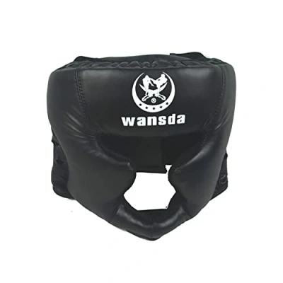 Imagen de A/V Entrenamiento Cuero Protector Cabeza Essential Leather MMA,Protector Acolchado Ajustable para Kickboxing Sparring Karate Taekwondo