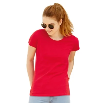 Imagen de Camiseta de Fruit of the Loom para mujer, ajustada, distintos colores, algodón, manga corta X Large,Red Red Large