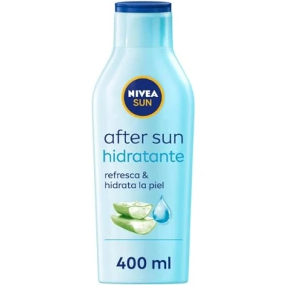 Imagen de NIVEA Sun After loción Hidratante (1 x 400 ml), calmante para el cuidado de la piel tras exposición al sol, solar con aloe vera