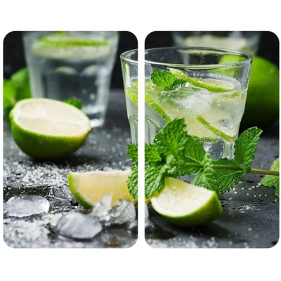 Imagen de WENKO Placas cobertoras de vidrio universales Mojito 2 unidades juego piezas para todos los tipos cocinas Diseño