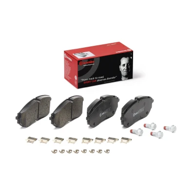 Imagen de BREMBO P 85 179 Juego de pastillas freno preparado para indicador desgaste con tornillos pinza freno, Chapa antichirridos accesorios