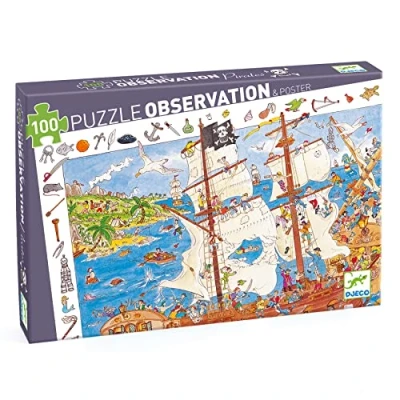 Imagen de Djeco P Juego de Rompecabezas con Barco Pirata para Niños Mayores 5 Años, multicolor (DJ07506)