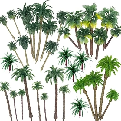 Imagen de Cayway Árboles en Miniatura 34 Pz Palmeras de Coco Modelo Árbol Palmera para El Tren Ferroviario Arquitectura Diorama Paisaje Bricolaje
