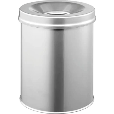 Imagen de Durable 330523 Papelera metálica con cenicero redonda de 15 litros, plata