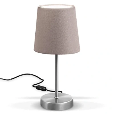 Imagen de B.K.Licht lámpara de mesa LED, tela color topo, níquel mate, E14, mesa, cama con interruptor, IP20.