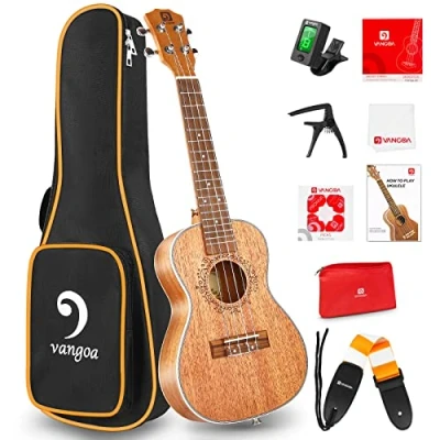 Imagen de Vangoa Conciertos Ukelele Caoba 23 Pulgada Acústico Hawaiian Ukulele Kit para Principiantes, Estudiante, Intermedio