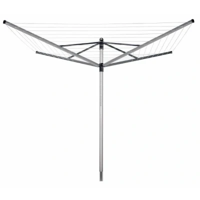 Imagen de Brabantia Tendedero Rotary Lift O Matic con Soporte para jardín Ajustarlo fácilmente a tu Altura Cuerdas resisitentes los Rayos UV Antideslizantes Metallic Gris 50m